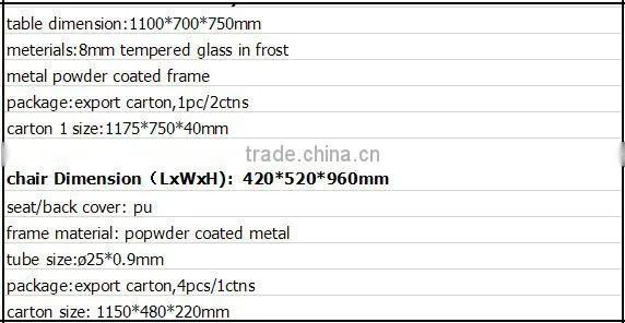 2016 high quality white modern european glass dining table set