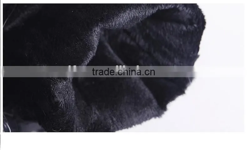 Ladies Wearing Leather Gloves With Gradient Rex Rabbit Fur Trim Genuine Sheep Skin
