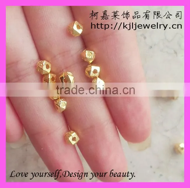 wholesale loose beads, metal gold alloy facted nugget beads