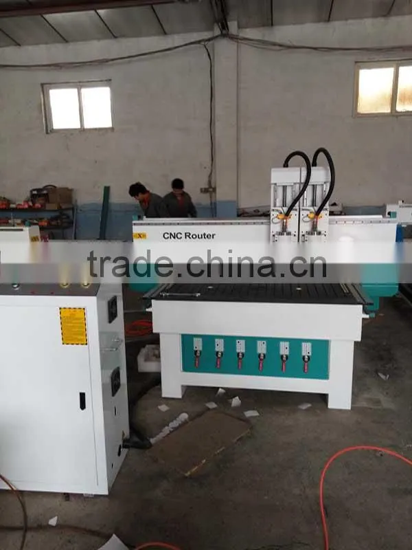 3D wood door cnc router engraving lathe machine 1325 with 2 spindle