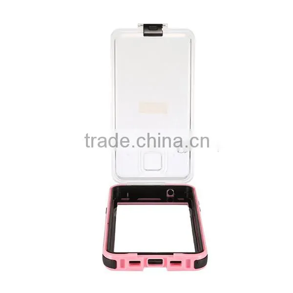 For Samsung Note 4 Waterproof Shockproof Case With Button Pink