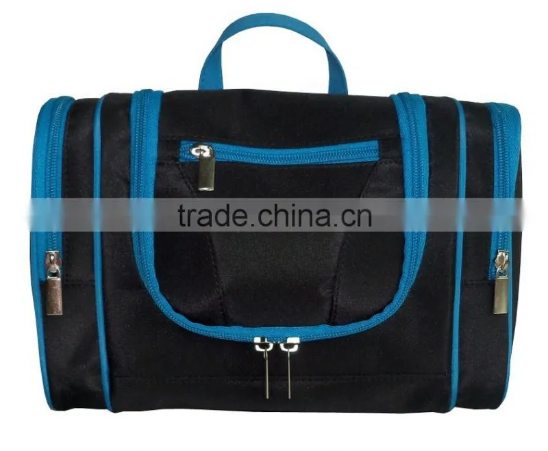 2016 NEW arrival Europe wholesale pu leather hanging toiletry bag for Lady, stripe pu for body