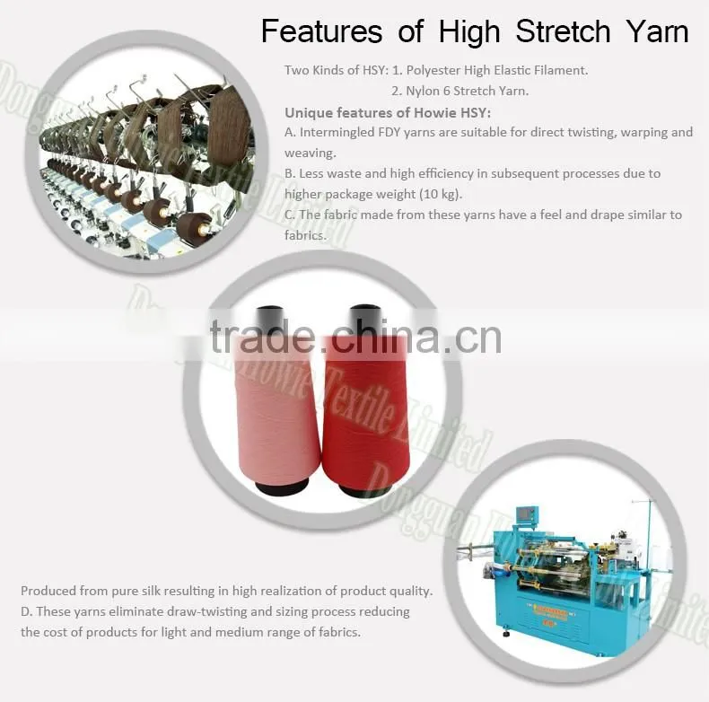 100% nylon 6 dty high stretch raw white filament DTY yarn