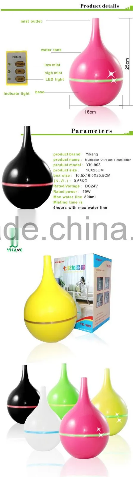 Tabletop Decorative Ultrasonic Cool Mist Diffuser and Air Humidifier
