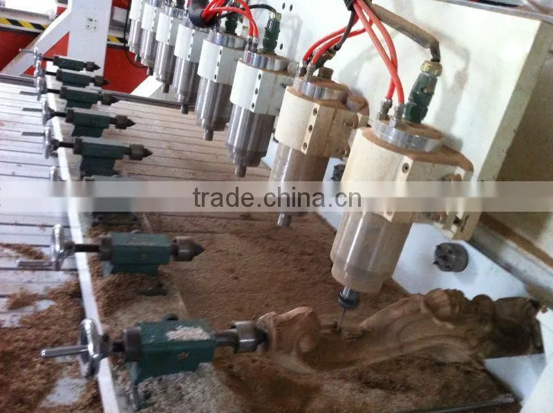 eight heads four axis stairs handrail CNC 3D rotary engraving machine Ncstudio control 4.5KW Delta Servo motor