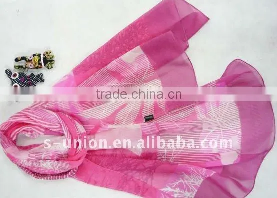 2011 high quanlity fashion 100% silk chiffon scarf for ladies
