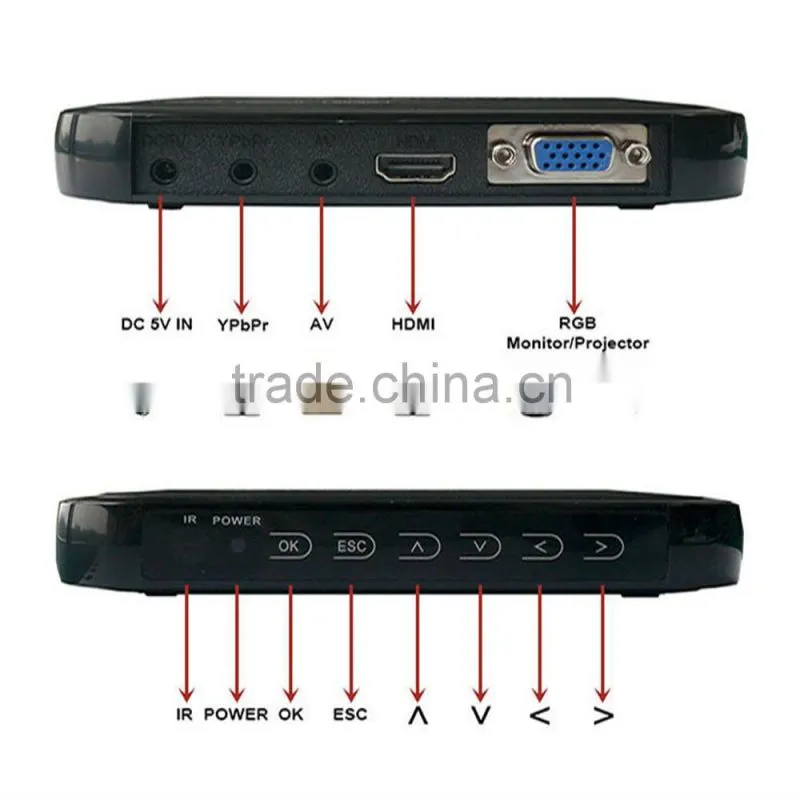 Multifunction mini mobile hard disk full hd media player black/mini full hd 1080p media player