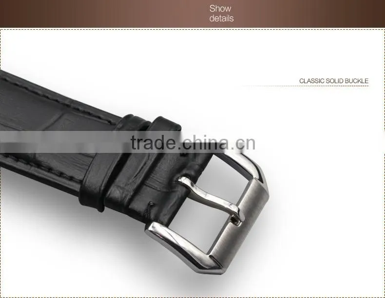Luxury brand watch leather band with stainless steel pin buckle