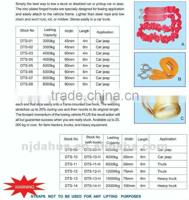 Tow Strap, for car tower, truck tower, DTS-01 to 14