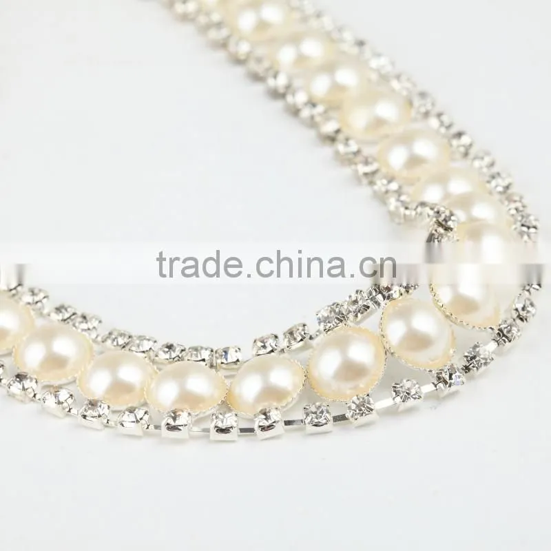 2016 Hot selling rhinestone trim pearl rhinestone chain trim for wholesale