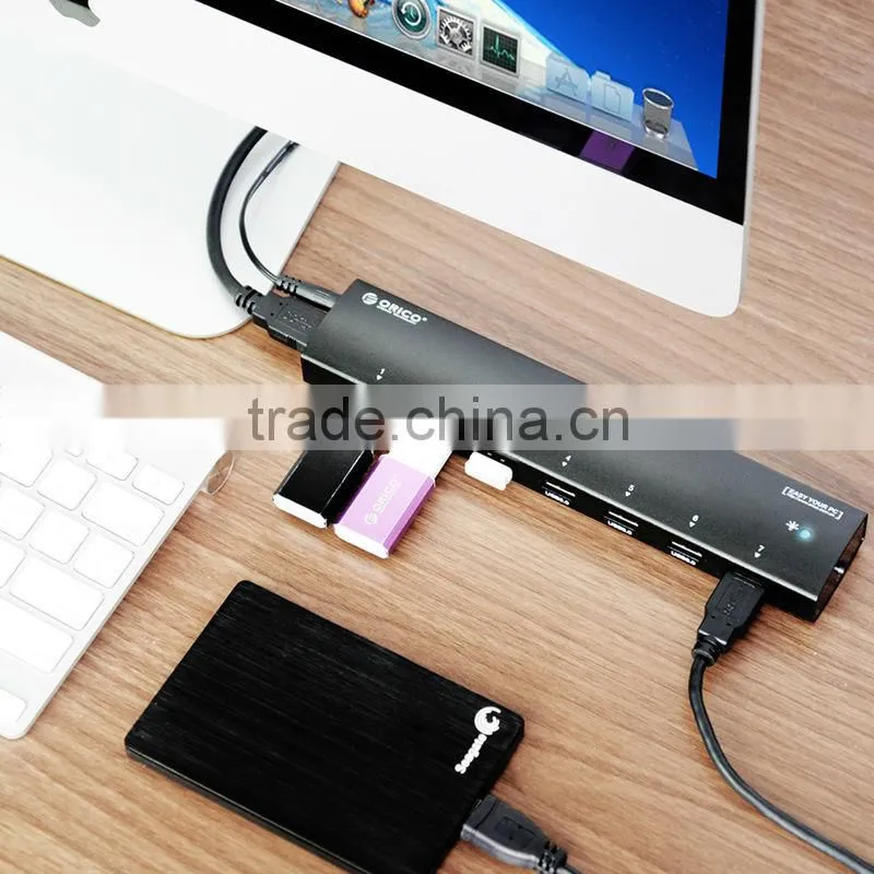 Wholesale OEM 7 Ports USB 3.0 Hub with Power Adapter,superspeed usb hub