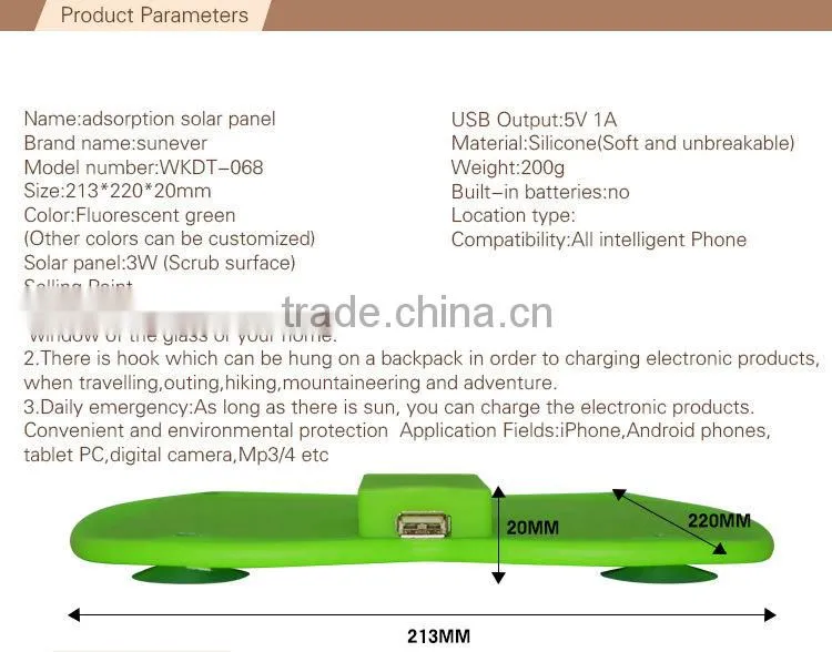 Mini usb solar charger 3W solar panel high quality charger for iphone/samsung/LG/Blackberry