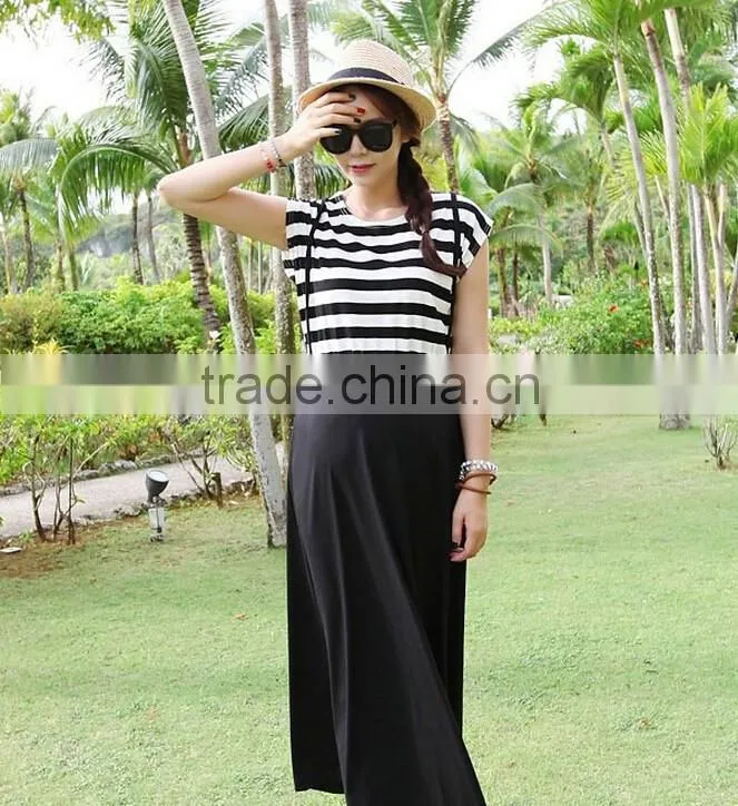 Slim Stripe Suspender Skirt Maternity Dresses Clothes For Pregnant Women