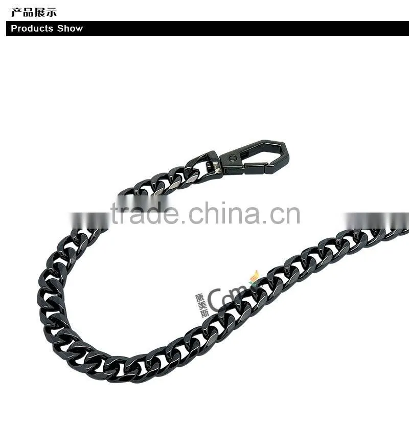 Gunmetal metal handbag chain handles with hook