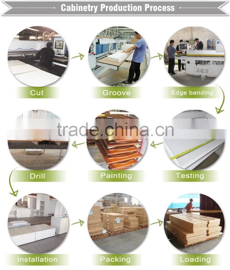high quality customized kitchen cabinets with uv decorative board MDF kitchen cabinet factory