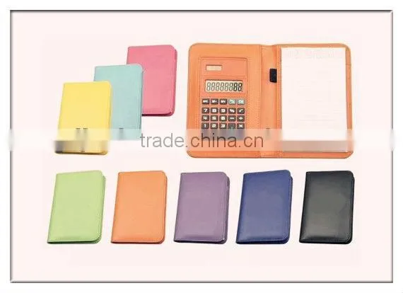 Mini calculator with leather covecr notepad