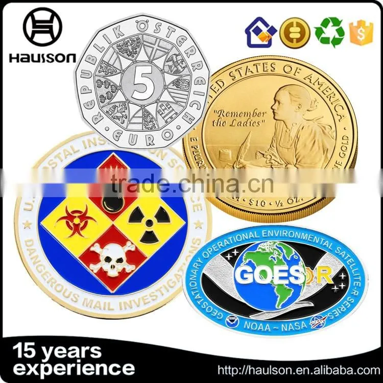Commerative odd shape brass material pure silver plating soft enamel custom souvenir metal embossed challenge coin