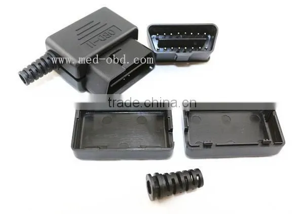 OBD2 Male Connector 16pin 90 Degree Right Angle J1962m Plug with Enclosure without Screw