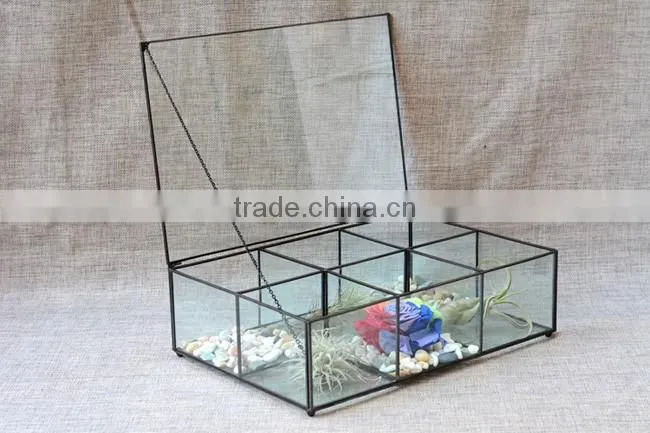 Rectangular clear glass storage box keepsake immortal flowers glass flower boxes