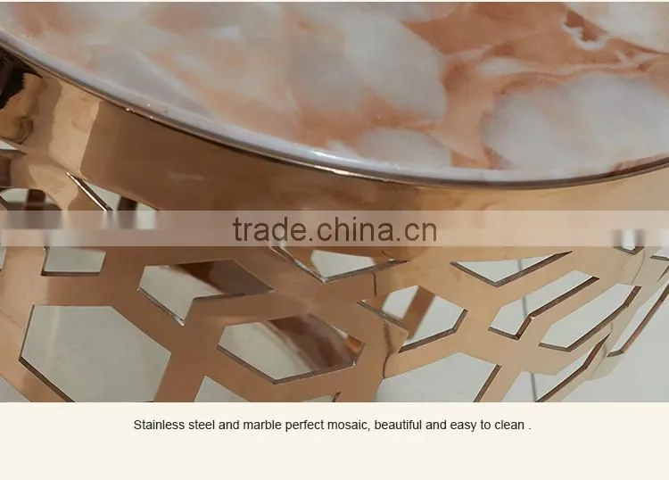D403 Unique End Table Round Rose Gold Sofa Table