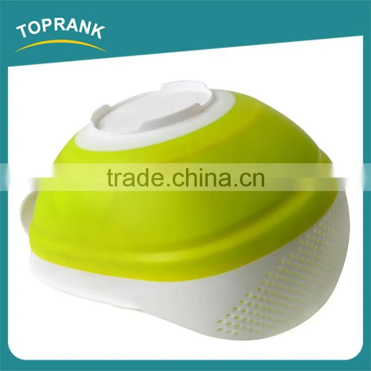 New design foldable storage baskets silicone collapsible kitchen vegetables fruit basket with colander