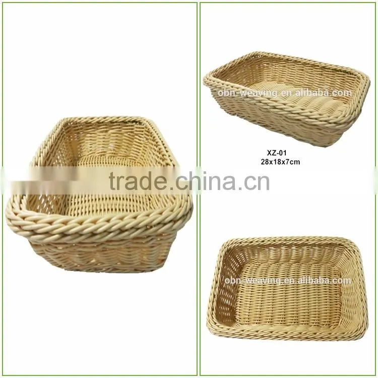 Hand woven washable solid plastic food basket