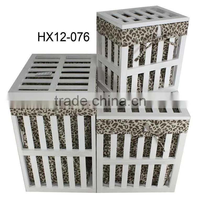 Wooden storage laundy Basket Box with lid