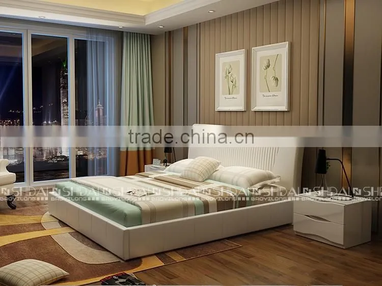 Gorgeous Modern Tufted Queen Size White PU Leather bed B9032