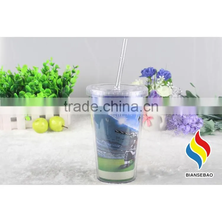 Hot Sale double layer transparent insulated plastic tumbler