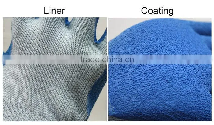 NMSAFETY 10 gauge latex coated work gloves/assembly work gloves/latex rubber glove