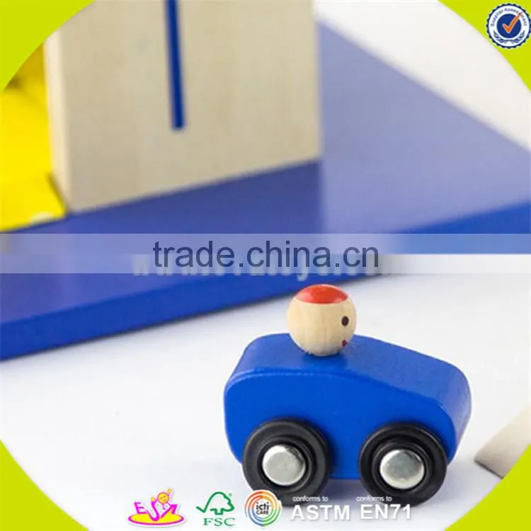 Wholesale fashionable children wooden parking lot toy funny wooden parking lot toy role play wooden parking lot toy W04B021
