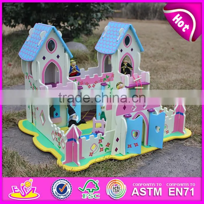 Top fashion kids pretend indoor wooden castle W06A001-S