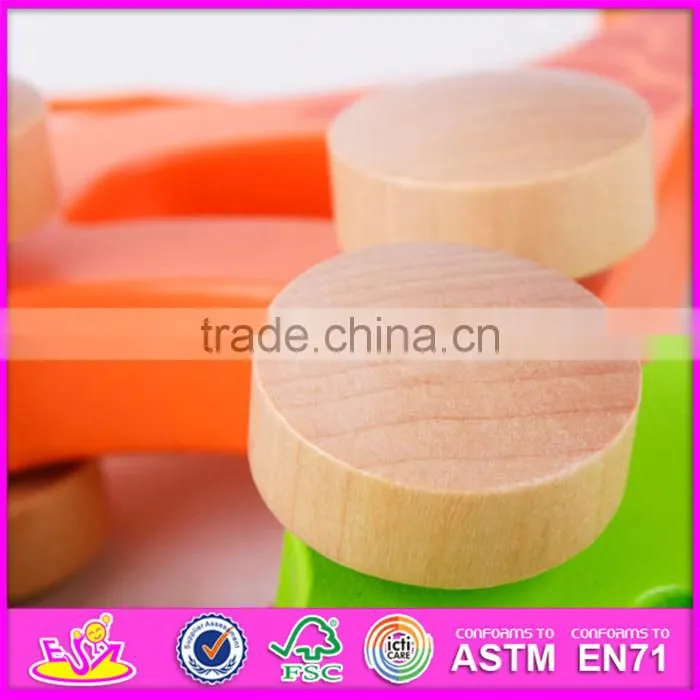 2015 Hot Sale Newest Pull String Toys for kids,children wooden pull line toy,Cheap cartoon animal pull wire walking toy W05B082