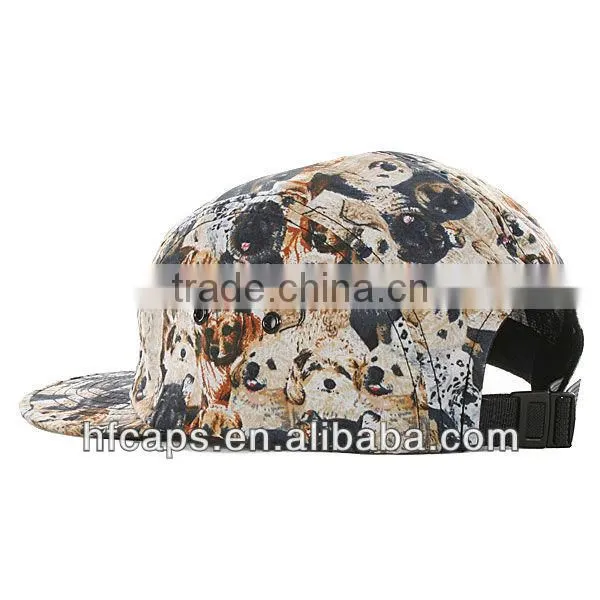 floral fabric with doggie custom adjustable blank 5 panel cap