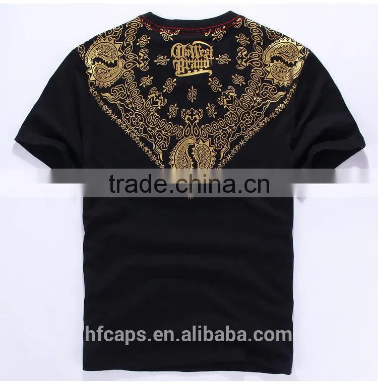 Black Cotton Fashion Sports Printed T Shirts