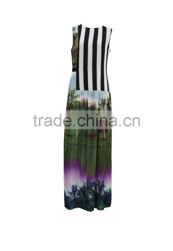 women's sleeveless fancy summer printed maxi dress 2016