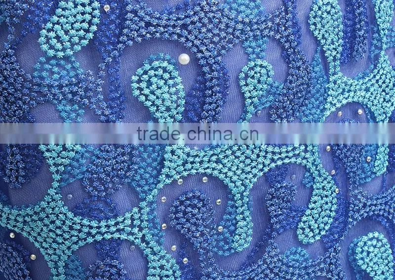 100% High Quality African Guangzhou Lace Fabric Tulle Lace Fabric Multi Color