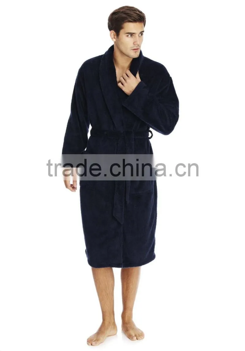 Long sleeves plain warm men fleece pyjamas