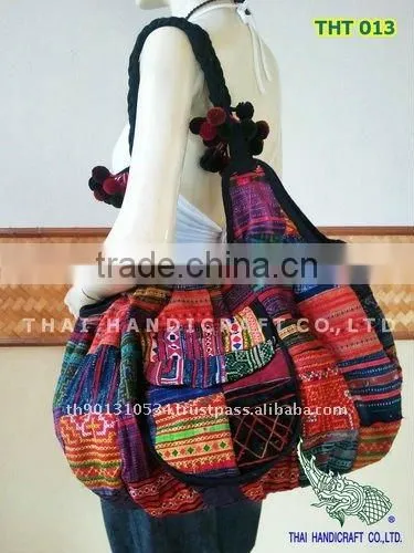 Thai Embroidered HMONG Hill Tribe Patchwork Fabric Tote Handbag