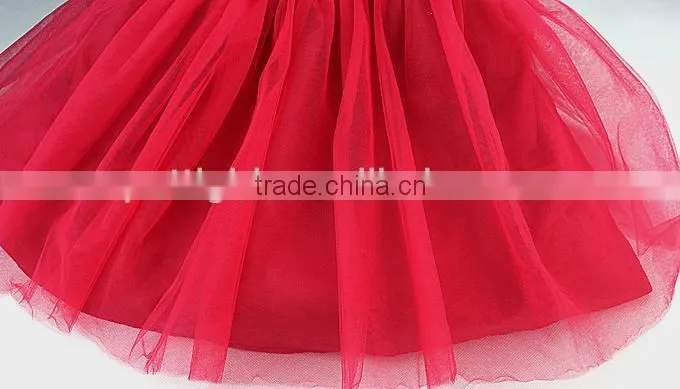 Newest Girl Party Dress Red flower Fashion Kid Dresses Children New Year Hot Sale GD31025-3