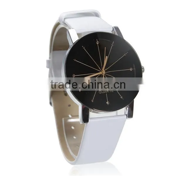 New Fashion Leatheroid Adjustable Wrist Watches Round White Battery Included 24.2cm long