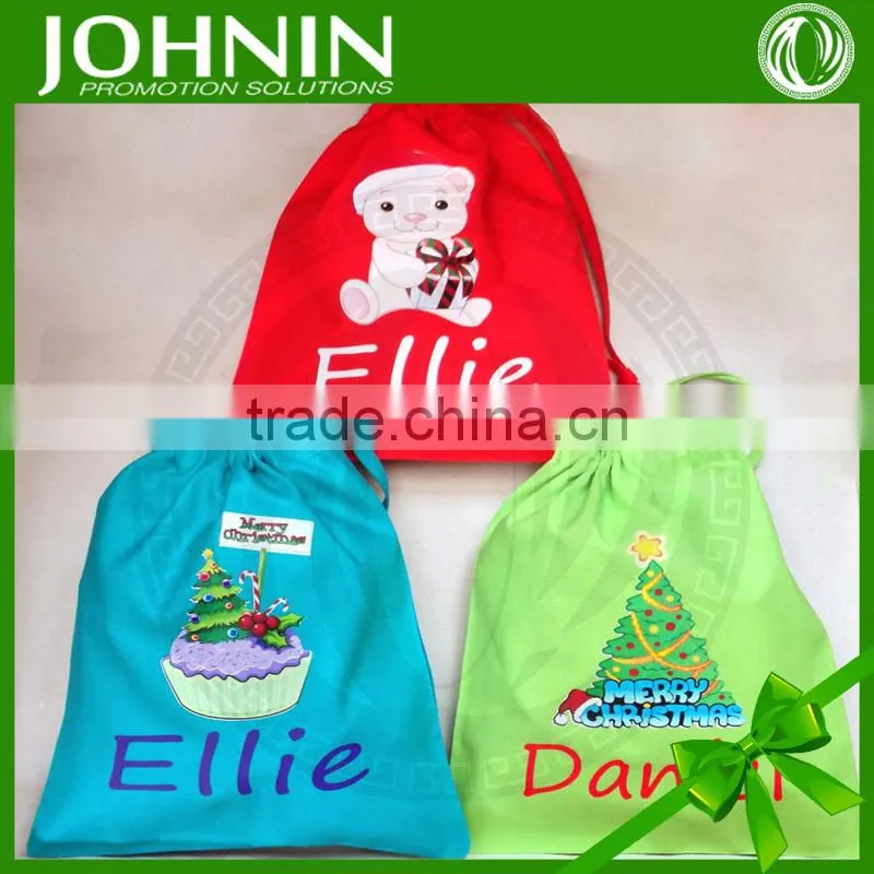 wholesale custom size promotional Christmas drawstring bag