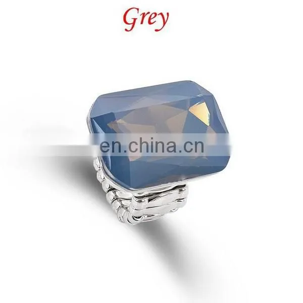 Fashion Rectangle Zircon Ring Stretched Knuckle Ring 7 Colors In Stock
