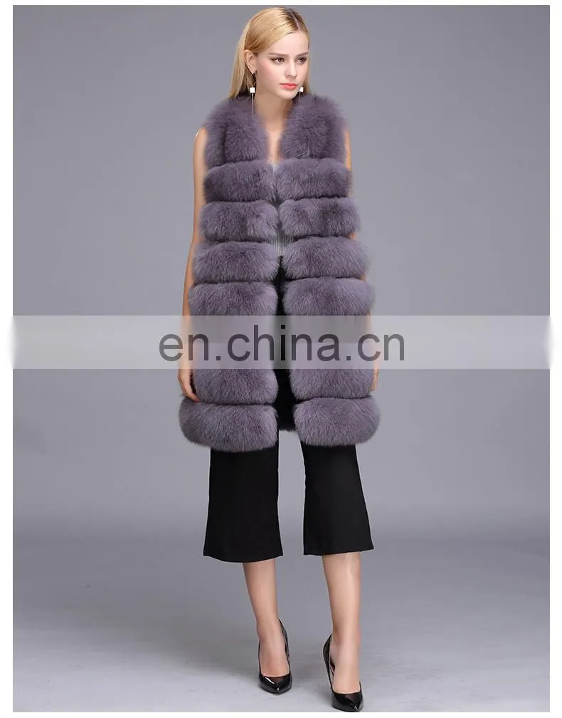 Ladies Wholesale Women Real Fox Fur Sleeveless Long Vest
