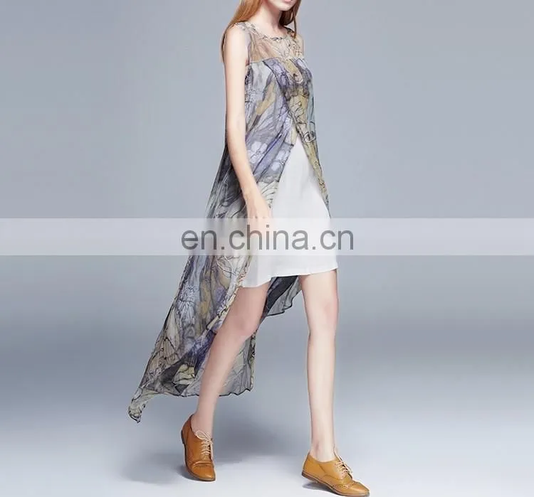 Top grade ladies chiffon elegant summer fitness sleeveless dress