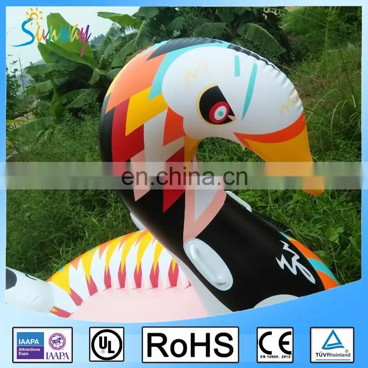 EN71 6P PVC Colorful Swan Pool Floats Inflatable Swan Rider Colored Swan