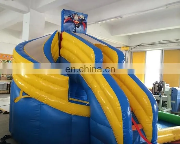 Outdoor funny Avenger inflatable corkscrew water slide with pool