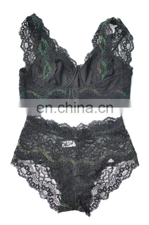 multi color transparent full lace bra panty set