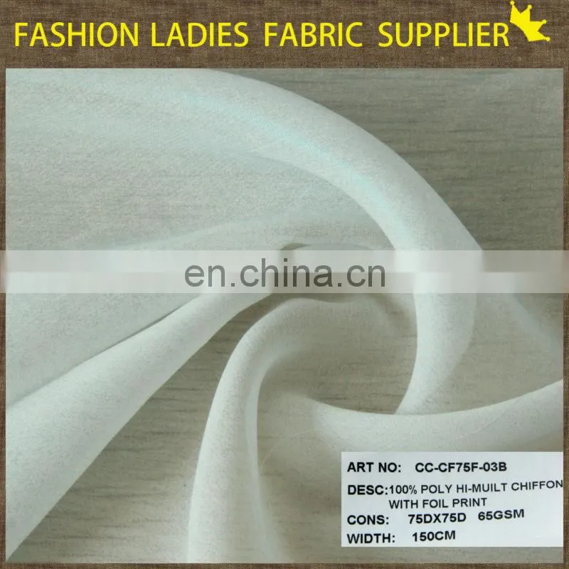 chiffon fabric for dress, 100% polyester chiffon fabric,foil print chiffon