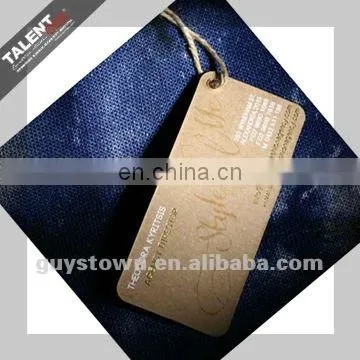 High Quality Spot UV printed Kraft paper hang tag for garments